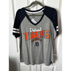 Carl Banks Detroit Tigers Gray Navy Blue Short Sleeve Tee XL